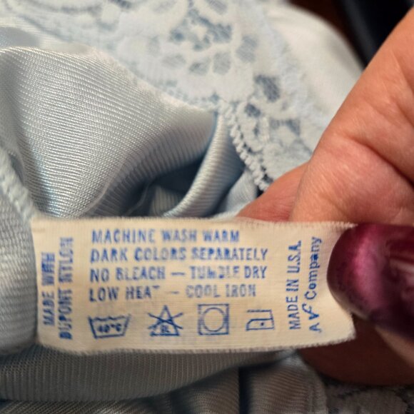 Vanity Fair Women's Blue Nylon Robe Lace Button Up Long Sleeve Pocket Size M - Picture 6 of 7